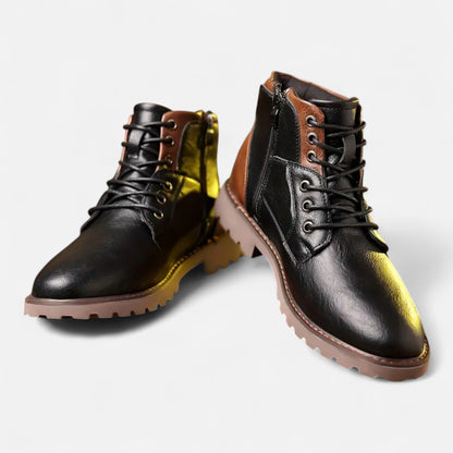 Torben | Herren Vintage Lederoptik Schnürstiefeletten – Elegante Business & Freizeit Ankle Boots im Klassischen Design