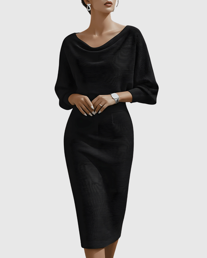 Damen Midikleid – Elegantes Kleid mit Drapierung und fließender Silhouette