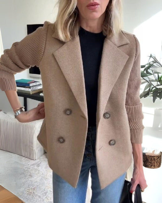 Elegante Damen Knit-Blazer-Weste mit Klassischem Revers – Stilvoll & Vielseitig für Büro & City