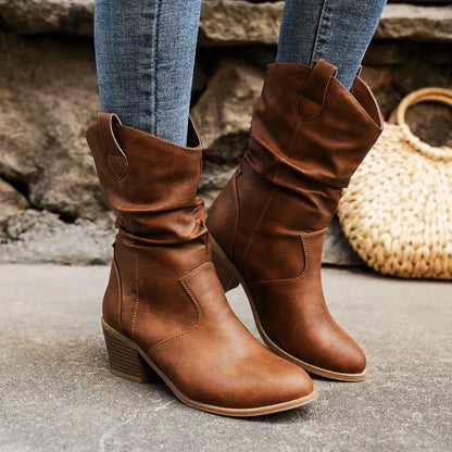 Zarina | Damen Cowboy Stiefel aus hochwertigem Leder mit Blockabsatz