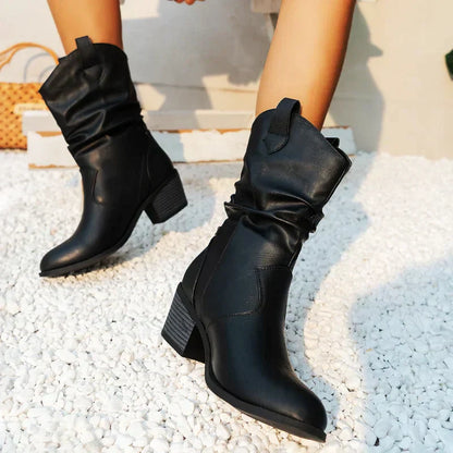 Zarina | Damen Cowboy Stiefel aus hochwertigem Leder mit Blockabsatz
