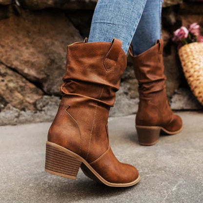 Zarina | Damen Cowboy Stiefel aus hochwertigem Leder mit Blockabsatz