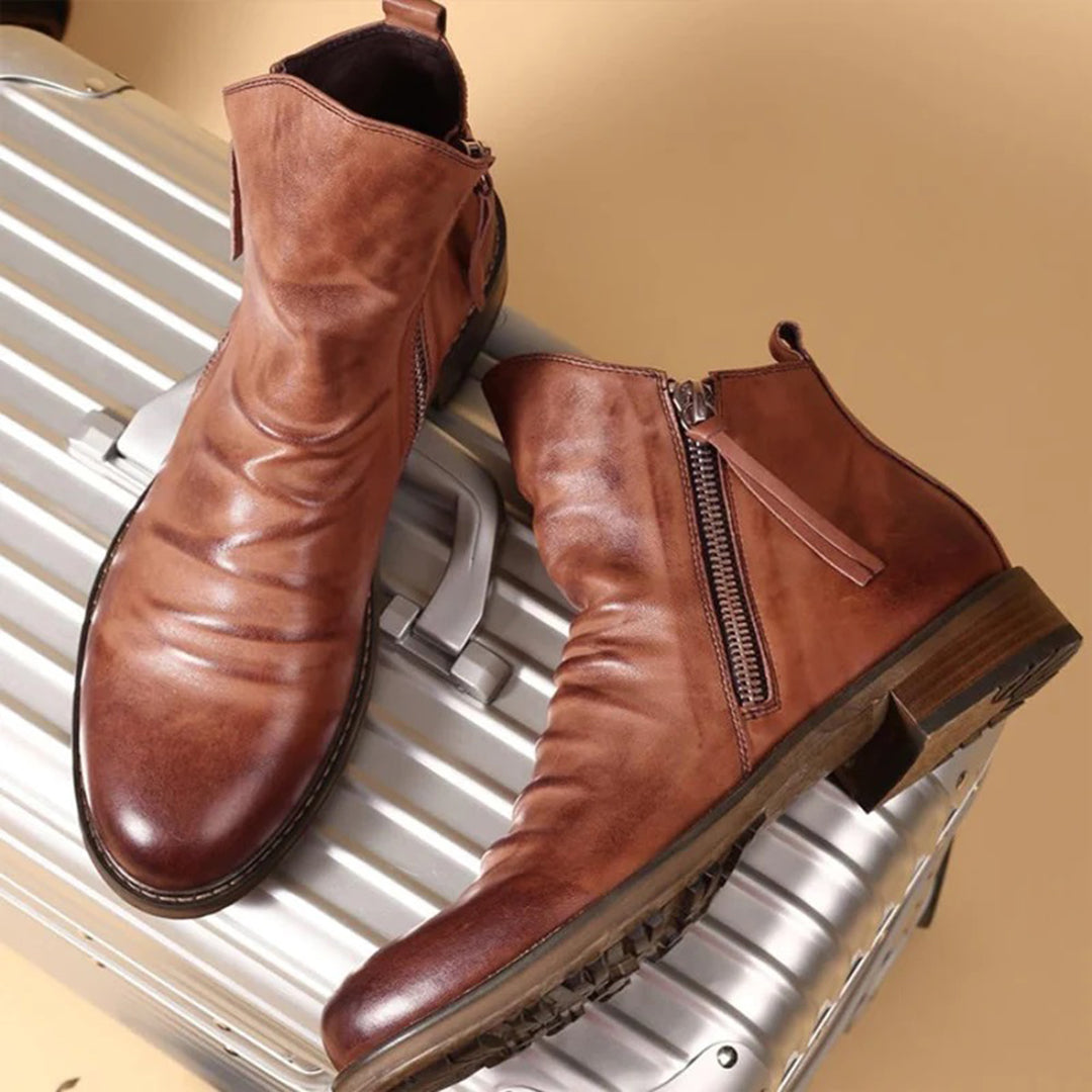 Herren Lederstiefeletten mit Reißverschluss – Elegant, Komfortabel & Alltagstauglich