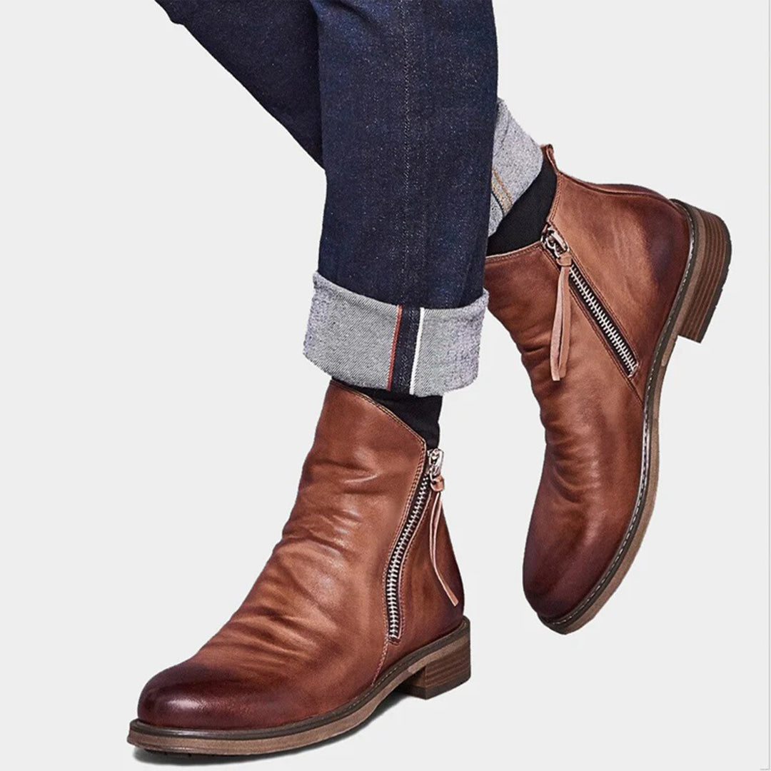 Herren Lederstiefeletten mit Reißverschluss – Elegant, Komfortabel & Alltagstauglich