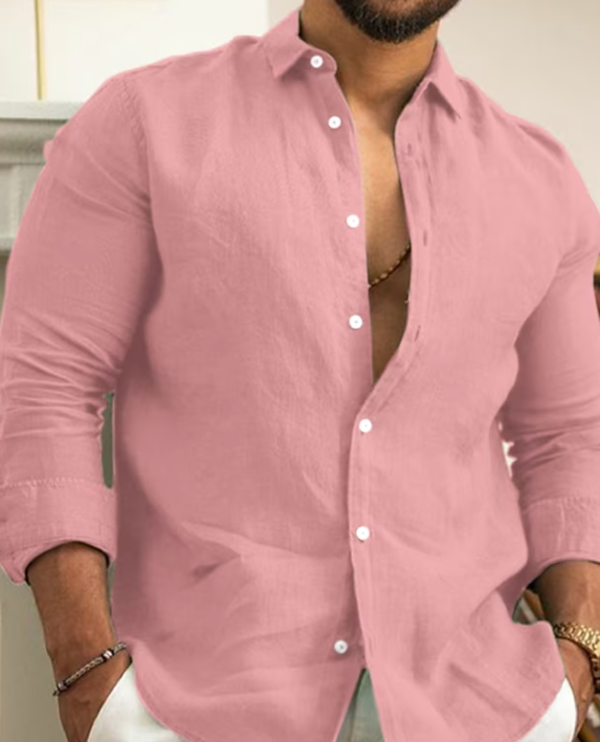 Warren | Herren Leinenhemd – Elegantes, Bequemes Langarmhemd mit Knöpfen und Reverskragen für Casual und Formelle Anlässe