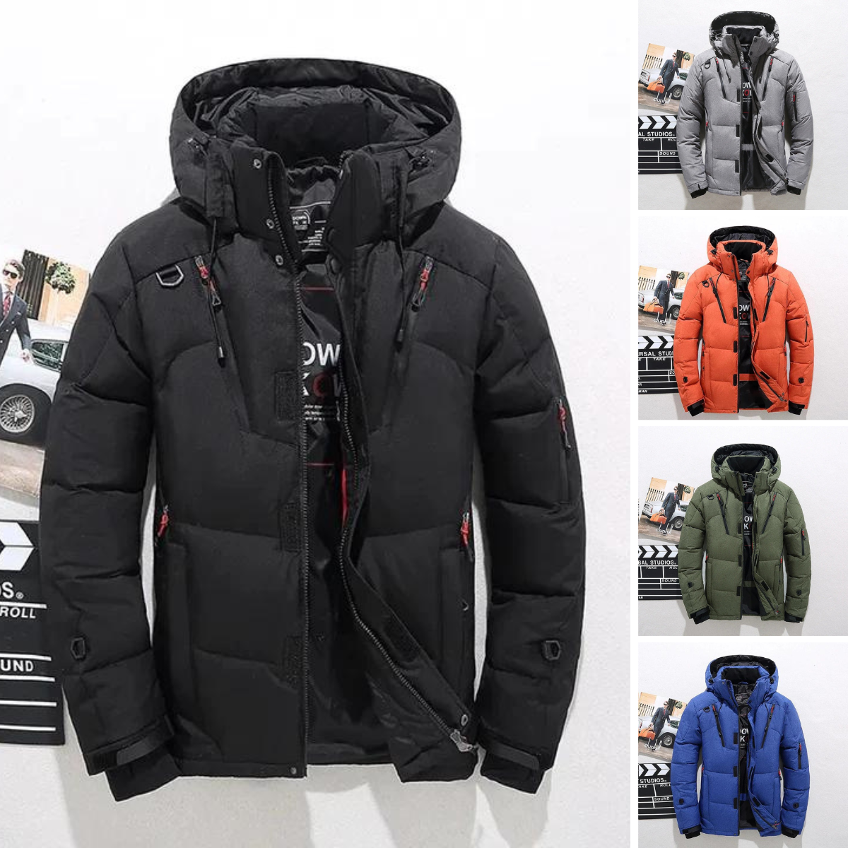 Charles | Herren Winterjacke mit Stehkragen und Reißverschluss, warm gefüttert im modernen Stil