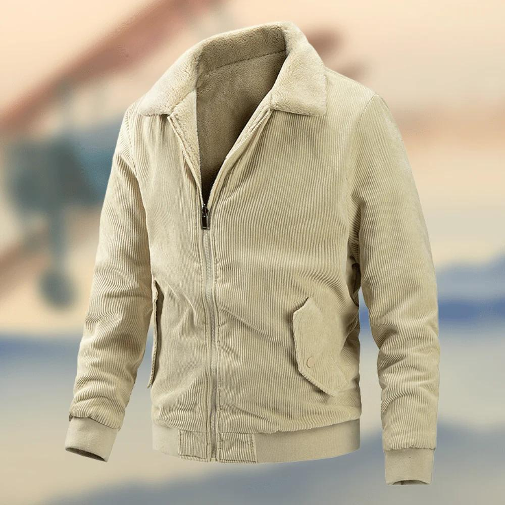 Jarvie | Herren Cordjacke mit Reißverschluss und Fleece-Innenfutter
