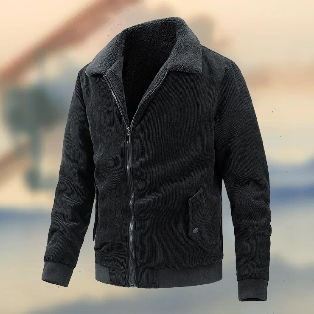 Jarvie | Herren Cordjacke mit Reißverschluss und Fleece-Innenfutter