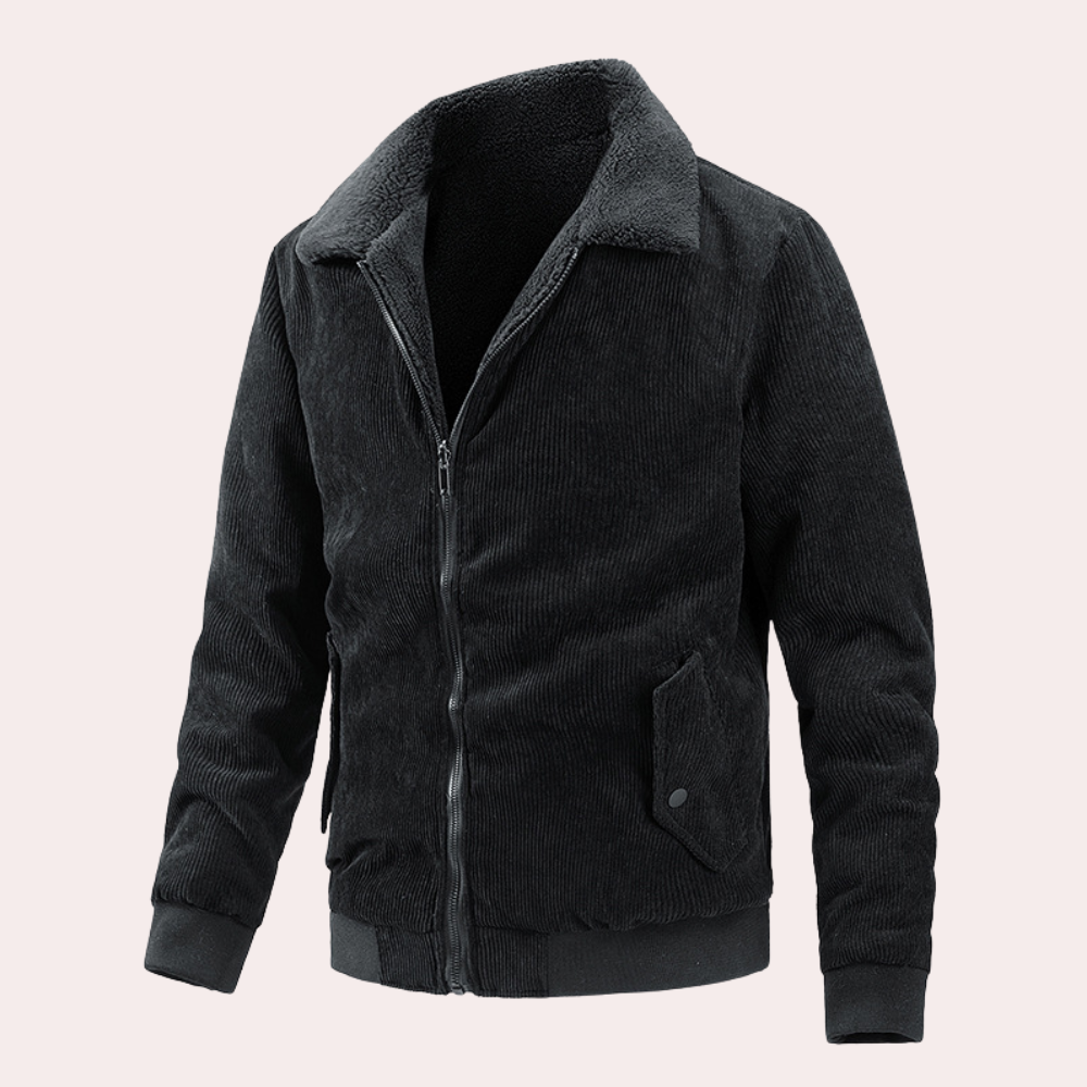 Jarvie | Herren Cordjacke mit Reißverschluss und Fleece-Innenfutter