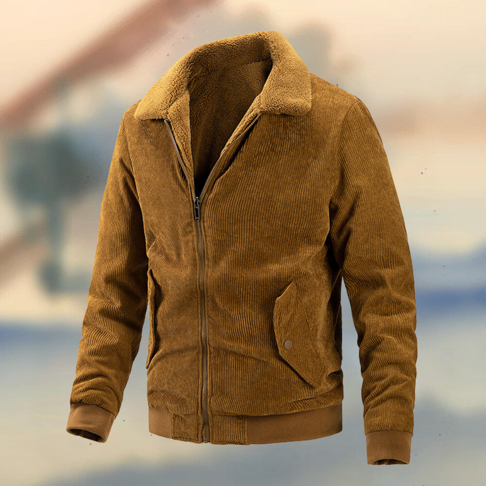 Jarvie | Herren Cordjacke mit Reißverschluss und Fleece-Innenfutter