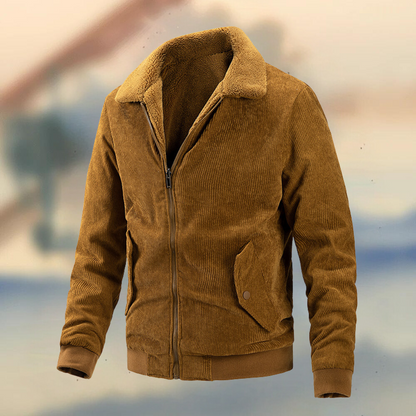 Jarvie | Herren Cordjacke mit Reißverschluss und Fleece-Innenfutter