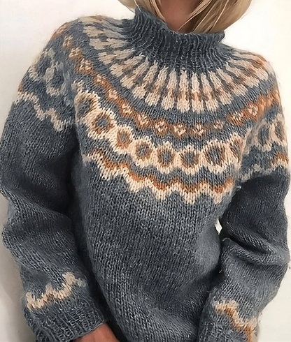 Rollkragen Warme Norweger Pullover Damen | stilvoller Strickpullover für kalte Tage