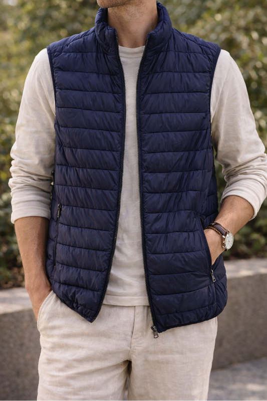 Herren Steppweste mit Reißverschluss – Leichte Bodywarmer-Weste für Alltag und Übergangszeiten