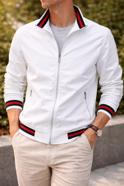 Herren Leichte Jacke mit Reißverschluss und Stehkragen – Moderne Übergangsjacke für Alltag und Smart-Casual-Looks