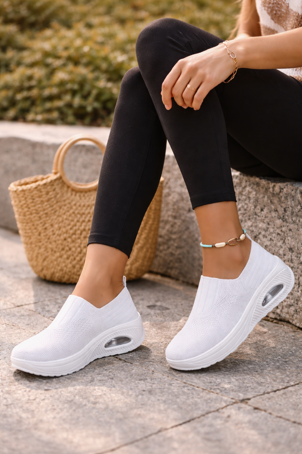 Damen Slip-On Walking-Schuhe mit atmungsaktivem Strick – Leichte Alltagsschuhe für Komfort und Bewegung