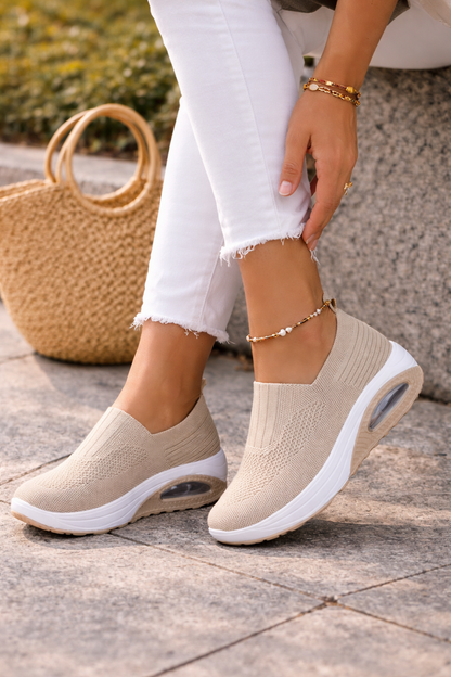 Damen Slip-On Walking-Schuhe mit atmungsaktivem Strick – Leichte Alltagsschuhe für Komfort und Bewegung