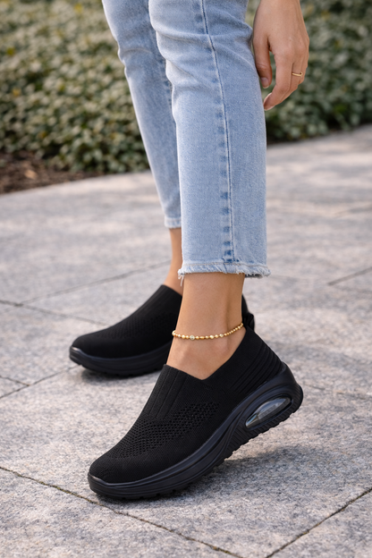 Damen Slip-On Walking-Schuhe mit atmungsaktivem Strick – Leichte Alltagsschuhe für Komfort und Bewegung