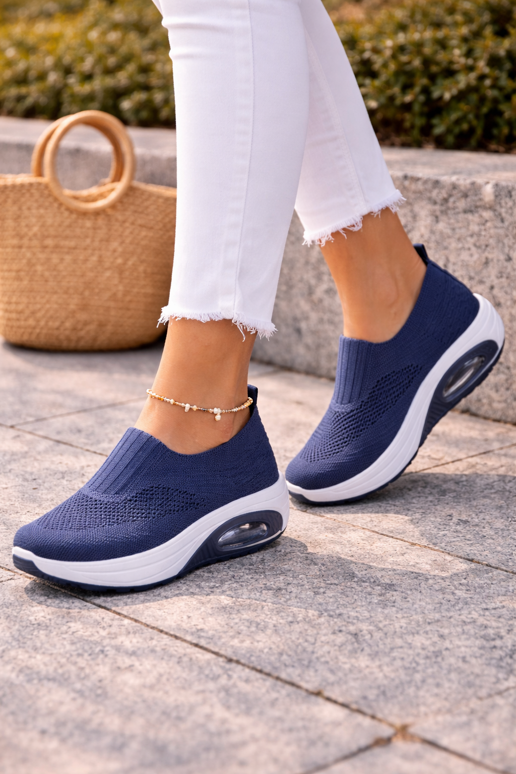 Damen Slip-On Walking-Schuhe mit atmungsaktivem Strick – Leichte Alltagsschuhe für Komfort und Bewegung
