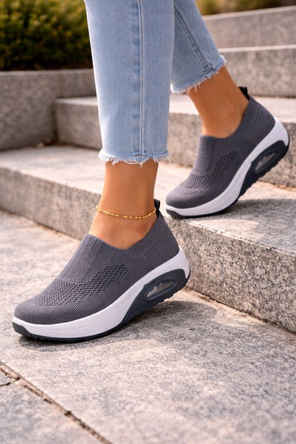 Damen Slip-On Walking-Schuhe mit atmungsaktivem Strick – Leichte Alltagsschuhe für Komfort und Bewegung