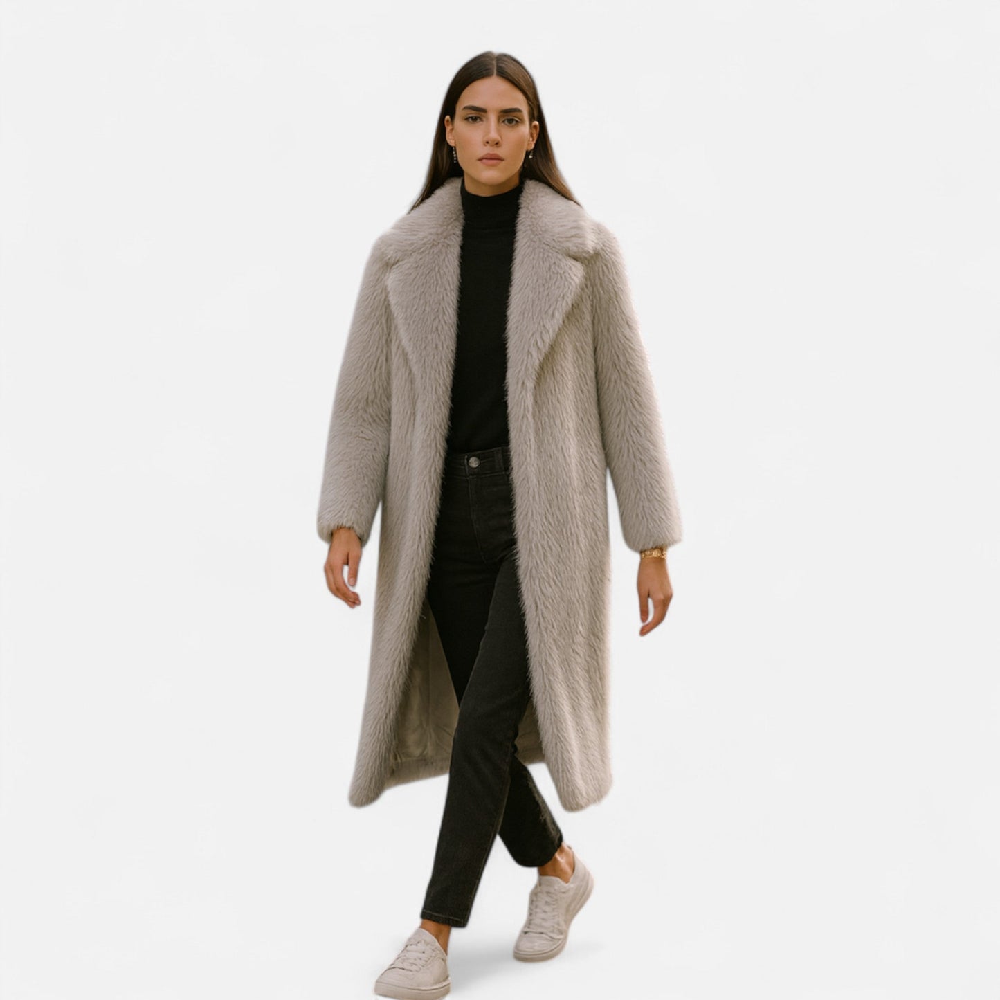Damen Langer Faux-Fur Mantel | Eleganter Winter-Überwurf mit Kuschelfaktor