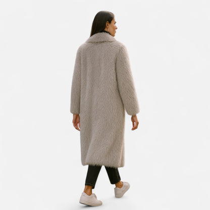 Damen Langer Faux-Fur Mantel | Eleganter Winter-Überwurf mit Kuschelfaktor