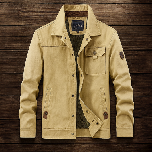 Herren Outdoorjacke mit Canvas-Struktur | Robust & Lässiger Freizeit-Look