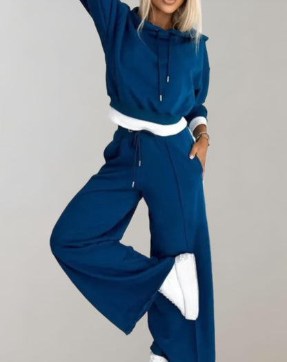 2-teiliger Hoodie- und Weitbein-Trainingsanzug für Damen | stylisch, bequem & modern geschnitten