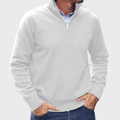 Kuno | Hochwertiger Kaschmir Pullover für Herren mit Reißverschlusskragen – Stylisches Design in Unifarben