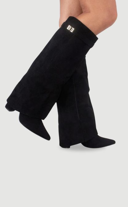 Kniehohe Damenstiefel mit weitem Schaft & Blockabsatz | elegante, bequeme Boots für jeden Anlass