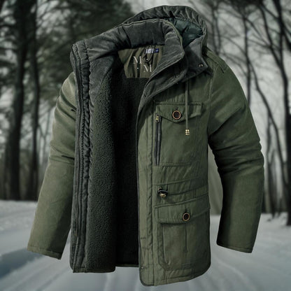 Brandon | Herren Winterjacke mit Kapuze & Taschen | Warm Gefüttert