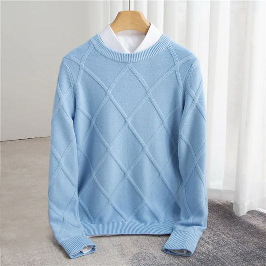 Klassischer Strukturierten Herren Cashmere-Pullover – Luxus, Komfort & Zeitloser Stil