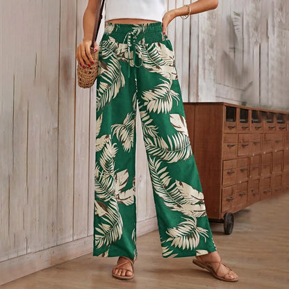 Bestie | Tropische Weite Hose mit Bindegürtel für Damen