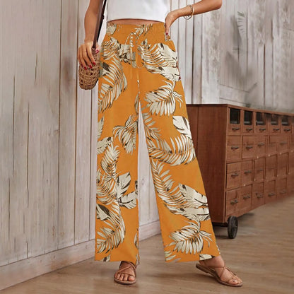 Bestie | Tropische Weite Hose mit Bindegürtel für Damen