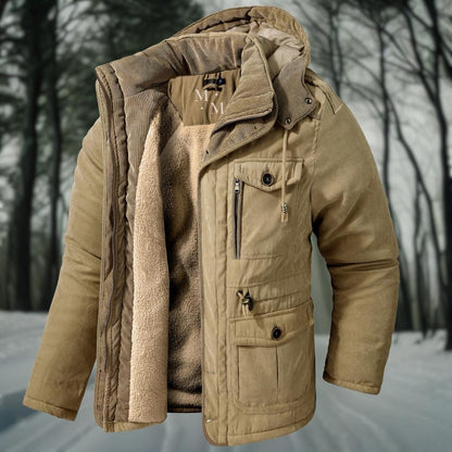 Brandon | Herren Winterjacke mit Kapuze & Taschen | Warm Gefüttert