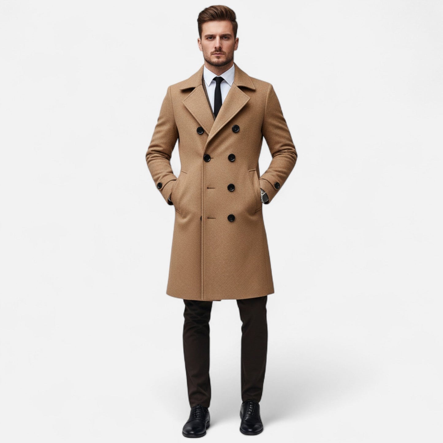 Herren Strukturierter Mantel mit Klassischem Revers – Eleganz & Komfort für Herbst & Winter