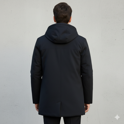 Noel | Herren Winterjacke Lang mit Kapuze & Reißverschluss – Winddicht, Wasserdicht & Warm für Herbst & Winter