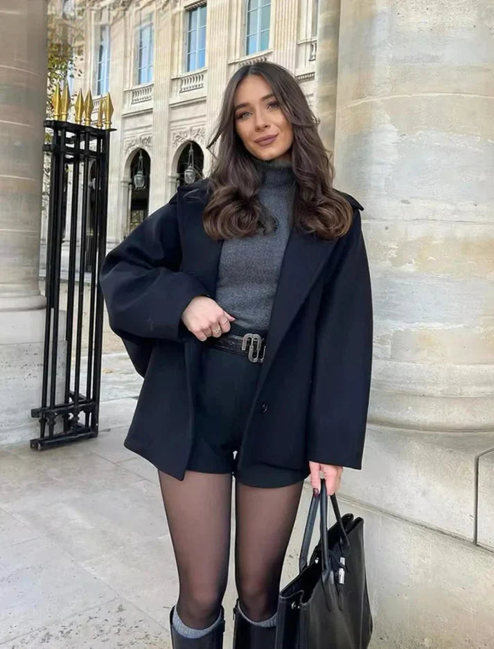 Damen Oversize Wolljacke mit weitem Ärmel | Eleganter Wintermantel für City-Looks