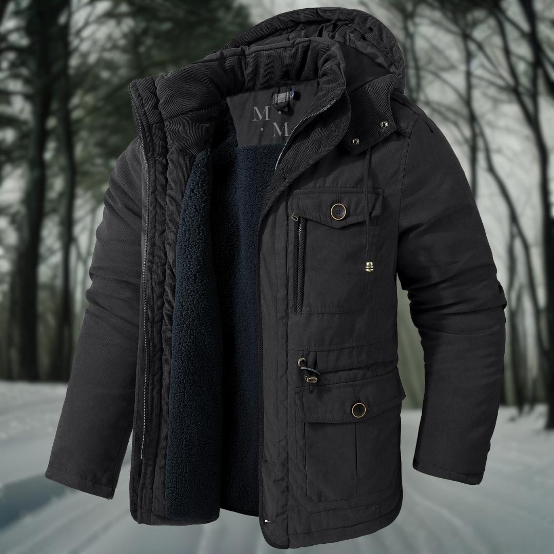 Brandon | Herren Winterjacke mit Kapuze & Taschen | Warm Gefüttert