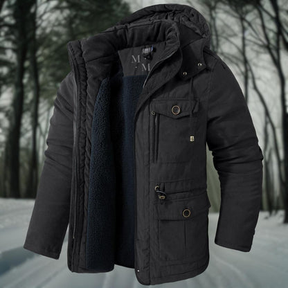 Brandon | Herren Winterjacke mit Kapuze & Taschen | Warm Gefüttert