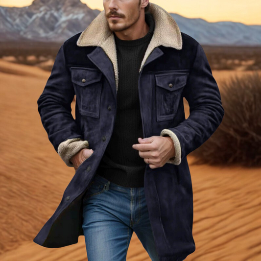 Fitzroy | Herren Trenchcoat im Relaxed Fit mit Plüschkragen, Manschetten und Knopfverschluss