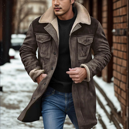 Fitzroy | Herren Trenchcoat im Relaxed Fit mit Plüschkragen, Manschetten und Knopfverschluss