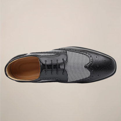 Scott – Herren Oxford Schnürschuhe mit Hahnentrittmuster | Klassische Brogues im eleganten Design