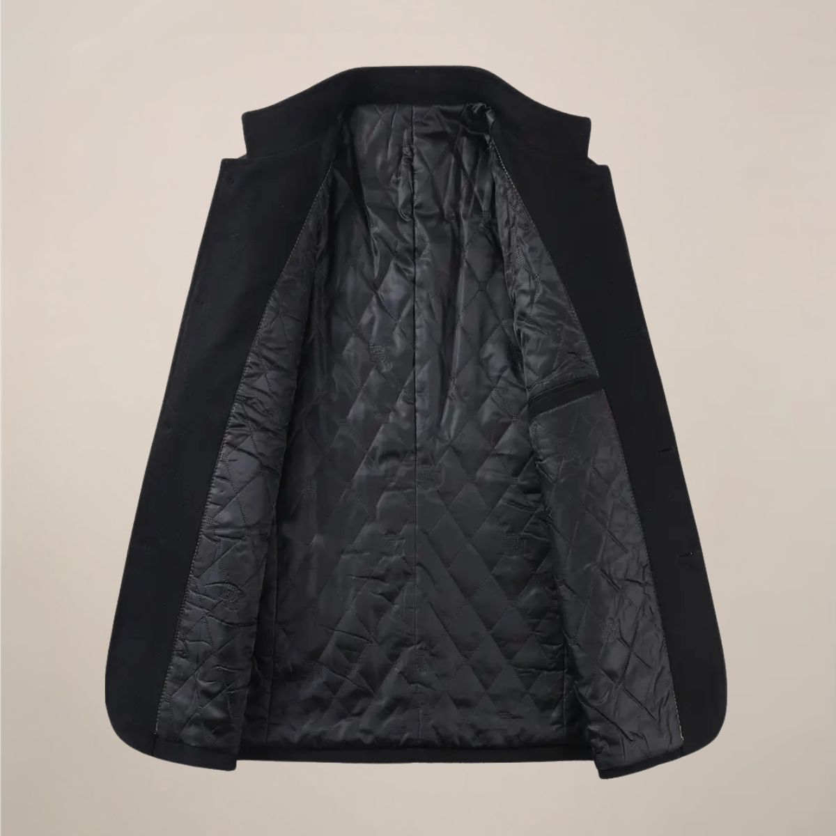 Pascal | Herren Langer Wintermantel – Eleganter Slim Fit Mantel mit Stehkragen & Knopfleiste