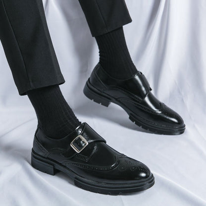Owen | Herren Monk Strap Oxford Schuhe mit Flügelkappe & Brogue-Details – Elegante Lederschuhe für Business & Anlässe