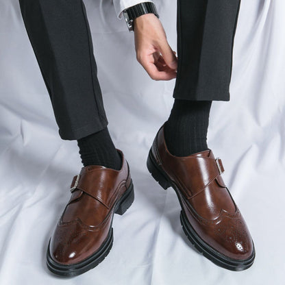 Owen | Herren Monk Strap Oxford Schuhe mit Flügelkappe & Brogue-Details – Elegante Lederschuhe für Business & Anlässe