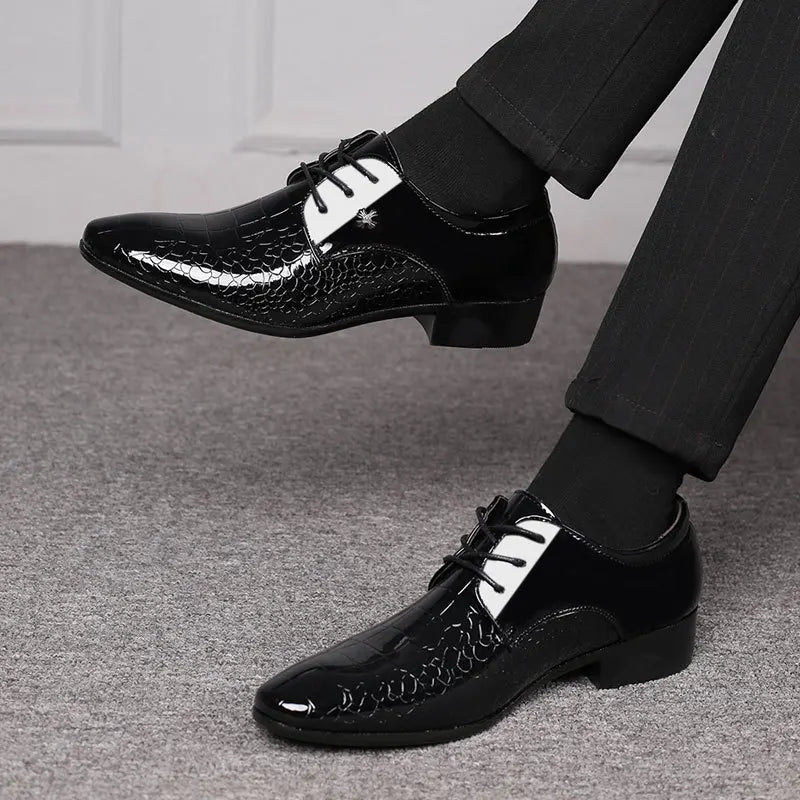 Vince – Herren Lackleder Oxford Schuhe mit Struktur & Schnürung | Elegante Formalschuhe für besondere Anlässe