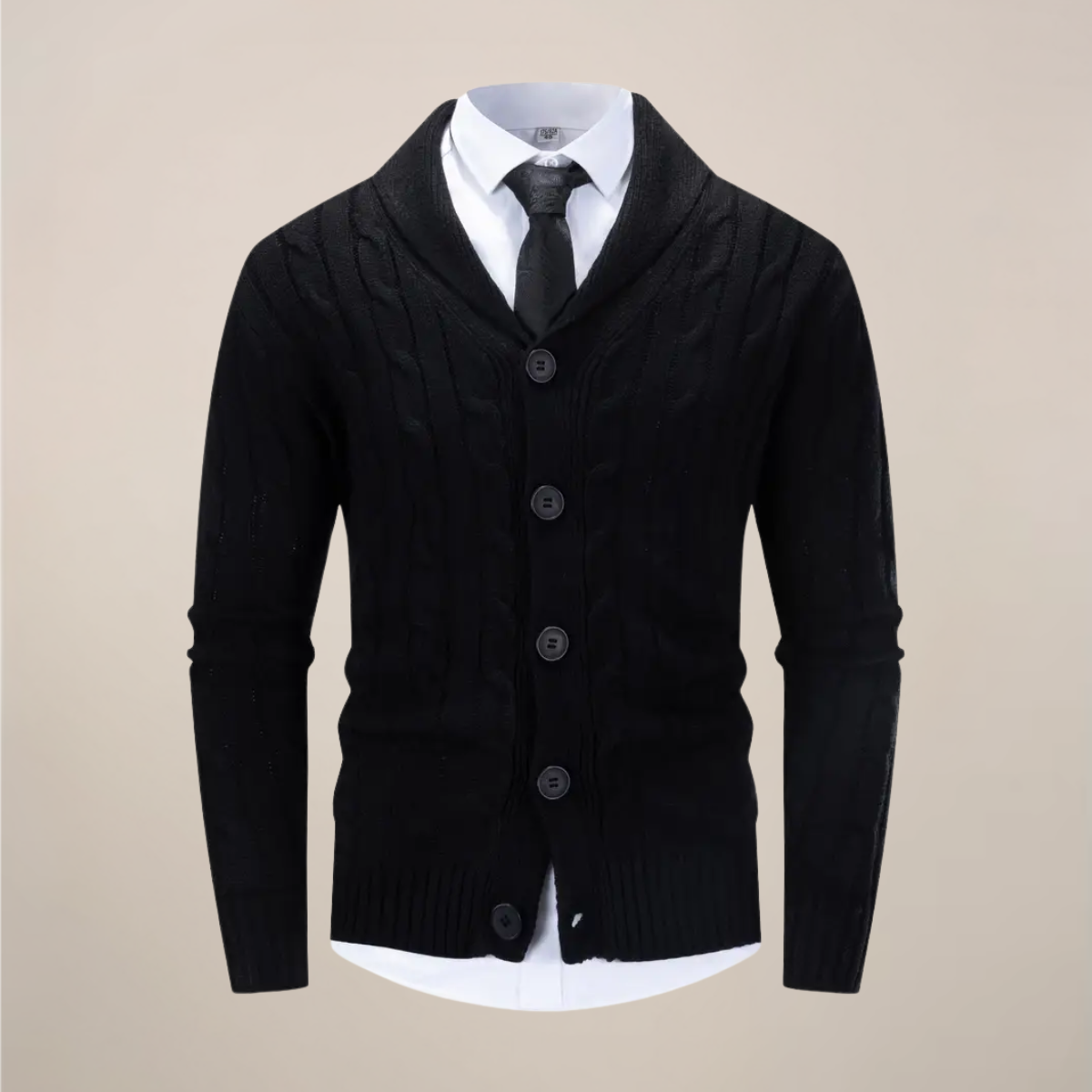 Ronan | Herren Strickjacke mit Schalkragen | Grobstrick Cardigan für Winter & Smart Casual Outfits