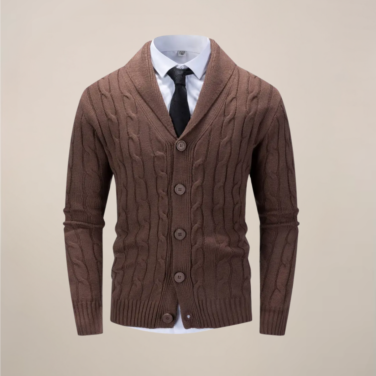 Ronan | Herren Strickjacke mit Schalkragen | Grobstrick Cardigan für Winter & Smart Casual Outfits