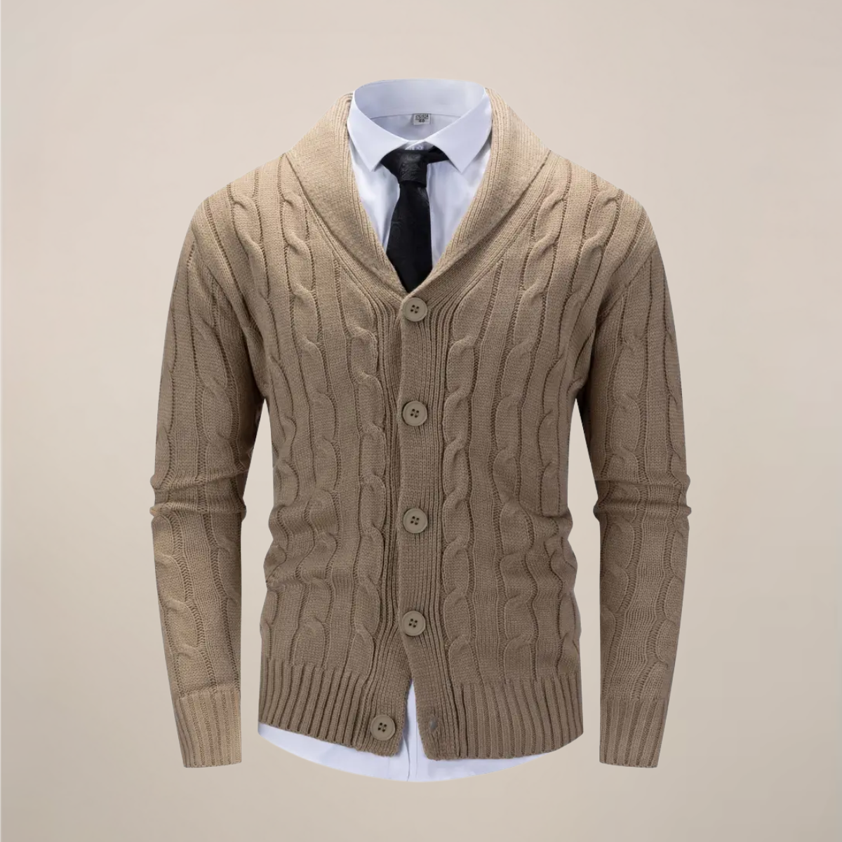 Ronan | Herren Strickjacke mit Schalkragen | Grobstrick Cardigan für Winter & Smart Casual Outfits