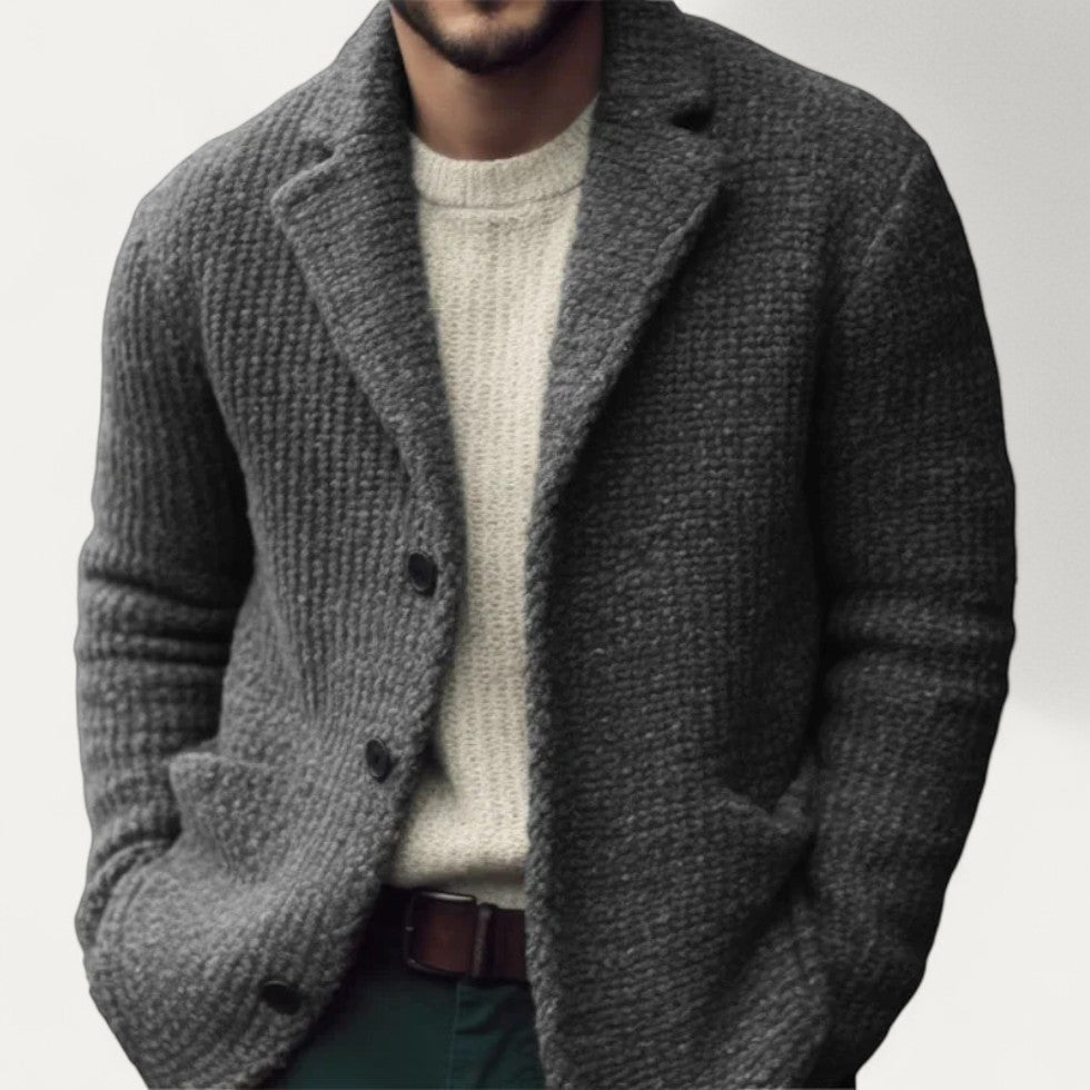 Sean | Herren Strickblazer mit Struktur | Klassischer Cardigan mit Knopfleiste für Smart Casual Looks